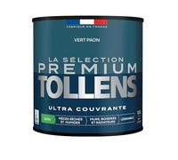Tollens - Peinture Couleur - Murs, Boiseries & Radiateurs - La Sélection Premium - Pièces sèches et humides - Ultra couvrante - Ultra résistante - Ecolabel - Satin - VERT PAON - 0L5 = 6m²