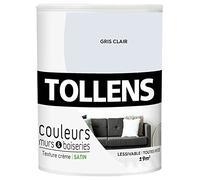 Tollens - Peinture Couleurs - Murs et Boiseries - Toutes pièces - Ultra résistante - Satin - Gris Clair - 0,75L = 9m2
