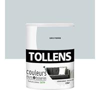 Tollens - Peinture Couleurs - Murs et Boiseries - Toutes pièces - Ultra résistante - Satin - Gris Pierre - 0,75L = 9m2