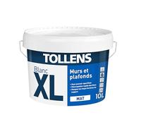 Tollens Peinture Professionnelle Blanche Mat - Spécial Plafond XL Blanc Mat - Opacifiante - 10L = 120m2