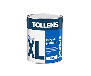 Tollens Peinture Professionnelle Blanche Mat - Spécial Plafond XL Blanc Mat - Opacifiante - 3L = 30m2