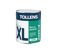 Tollens Peinture Professionnelle Blanche Satin - Spécial Pièces Humides XL Satin - Pour Murs, Plafonds - 3L = 30m2