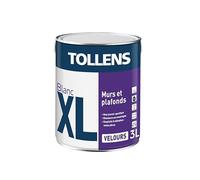 Tollens Peinture Professionnelle Blanche Velours - Spécial Séjours et Chambres XL Velours - Pour Murs et Plafonds - 3L = 30m2