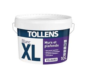 Tollens Peinture Professionnelle Blanche Velours - Spécial Séjours et Chambres XL Velours - Pour Murs et Plafonds - 10L = 120m2