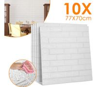 TolleTour 10 pcs 3D papier peint mur autocollant - 77 x 70cm aspect brique papier peint moderne imperméable stickers muraux pour salon, chambre à coucher