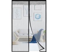 TolleTour 100 x 220 cm Rideau magnétique de porte moustiquaire pour portes en bois, fer, aluminium et balcon. Facile à installer Noir