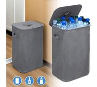TolleTour 100L Consigne pour bouteilles avec couvercle, Grand conteneur Collecteur de bouteilles vides Cuisine Débarras Sac à bouteilles Gris