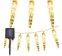 TolleTour 10M 80 LED Chaîne solaire de glaçons Extérieur Intérieur 8 Modes IP44 Fête Jardin Rideau lumineux Fenêtre Noël Pluie glacée Éclairage Décoration Blanc chaud