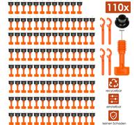 TolleTour 110x Carrelage Système de nivellement Niveau Réutilisable Aide à la pose de carreaux Cales à carrelage en plastique Carrelage Outils à main avec 8PCS Clé à carrelage pour mur et sol Carrelag