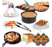 TolleTour 12 pièces Set d'accessoires pour friteuse à air chaud avec lèchefrite en silicone Grille Broches 7 pouces