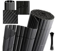 TolleTour 120x600cm Natte pare-vue PVC bambou Clôture pare-vue jardin Balcon Clôture pare-vent Habillage de balcon, Anthracite