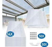 TolleTour 14x polycarbonate alvéolaire 50x inox serre pinces 4mm 10,25 m² plaque double paroi 1210x605 plaque alvéolaire plaque de serre