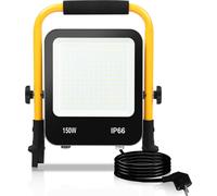 TolleTour 150W blanc froid LED Projecteur de chantier LED Projecteur de travail avec support et câble d'alimentation étanche IP66 pour garage, jardin, chantier