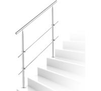TolleTour 160cm rampe d'escalier acier inoxydable main courante garde-corps pour escalier parapet balcon 2 entretoises, intérieur et extérieur
