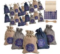 TolleTour 24 Calendriers de l'Avent à remplir, sacs cadeaux en tissu Noël pour calendriers de Noël, petits sacs pour calendriers de l'Avent avec 1-24 chiffres de l'Avent étiquettes cadeaux papier kraf