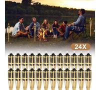 TolleTour 24x Flambeaux de jardin Set de lampes Flambeau Mèche 90cm Bambou Flambeau à huile pour l'extérieur Huile de lampe pour flamber Flamme Feu Party Deko