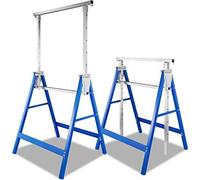 TolleTour 2x tréteau de travail télescopique, portable tréteau pliant capacité de charge 250 kg, tréteau réglable en hauteur 80-130 cm, tréteau d'échafaudage en tube d'acier carré, revêtement plastiqu