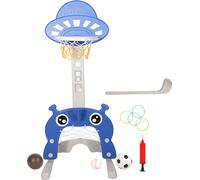 TolleTour 4 en 1 Ensemble de paniers de basket-ball pour enfants, réglable en hauteur, aire de jeux pour enfants avec panier de basket-ball & but de football & jeu de lancer & golf