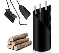 TolleTour 4 pièces set de cheminée en acier inoxydable set de nettoyage de cheminée avec tisonnier, pelle à cendres, balai de cheminée & support 50cm
