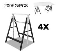 TolleTour 4× tréteau d'échafaudage, tréteau pliant capacité de charge 200kg, réglable 80-130CM, intérieur ou extérieur, avec sécurité antidérapante, tréteau de travail, Schwrz