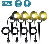 TolleTour 4X LED Projecteur de jardin Lampe de jardin blanc chaud LED Eclairage de jardin IP65 4W GU10 Avec piquet de terre Prise extérieure Prairie Pour extérieur,jardin,prairie