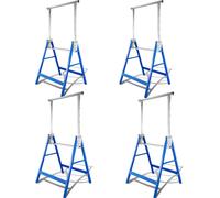 TolleTour 4X Tréteau d'échafaudage Tréteau métallique réglable en hauteur sur 7 positions Tréteau pliant en acier Travaux au plafond