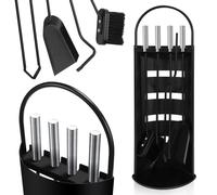 TolleTour 5-pièces set de cheminée en acier inoxydable garniture de cheminée outil de cheminée set de cheminée accessoires pour cheminée/poêle à bois