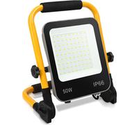 TolleTour 50W blanc froid LED Projecteur de chantier LED Projecteur de travail avec support et câble d'alimentation étanche IP66 pour garage, jardin, chantier
