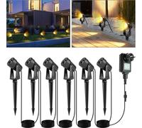 TolleTour 6pcs. spot de jardin LED avec piquet de terre, spot extérieur éclairage de jardin avec prise étanche IP65 blanc chaud