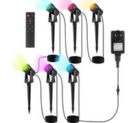TolleTour 6pcs. spot de jardin LED avec piquet de terre, spot extérieur éclairage de jardin avec prise étanche IP65 RGB