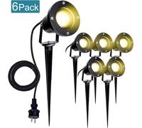 TolleTour 6X LED Projecteur de jardin Lampe de jardin blanc chaud LED Eclairage de jardin IP65 4W GU10 Avec piquet de terre Prise extérieure Prairie Pour extérieur,jardin,prairie