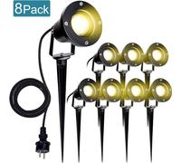 TolleTour 8X Projecteur de jardin 4W LED Lampe de jardin avec piquet de terre Lumière gazon Blanc chaud Etanche IP65 pour extérieur Jardin Étang Paysage