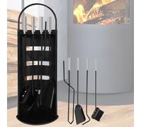 TolleTour Accessoires de cheminée 5 pièces en acier inoxydable Couvert de cheminée avec revêtement et protection visuelle pour la cuisine Ménage Habitat Accessoires de décoration Set de nettoyage de c