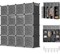 TolleTour Armoire à vêtements DIY Étagère de salle de bain Étagère à livres pour maison de location Étagère à chaussures 16 compartiments