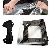 TolleTour Bâche transparente 300 × 400 cm, bâche de jardin PE imperméable avec œillets et corde, protection contre le gel, protection UV, coupe-vent