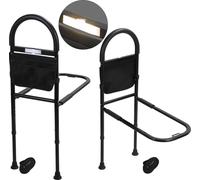 TolleTour Barrière de lit Relève-personne Poignées de lit Aide aux personnes âgées Réglable 80-104cm, avec LED