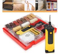 TolleTour Bois Réparation et Carrelage Set 17-pièces 11 Cire Meubles en bois et carrelage Meubles Remplissage Éraflures Égratignures Taches Bâtons de cire dure, Kit de réparation bois
