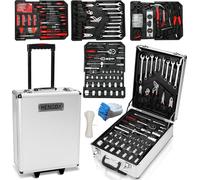 TolleTour Boîte à outils 1031 pcs. Boîte à outils en aluminium Clé à molette Boîte à roulettes