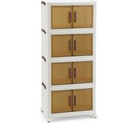 TolleTour Boîte de rangement avec couvercle Haute capacité Grand trois grilles avec portes & roues