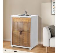 TolleTour Boîte de rangement avec porte & 4 roulettes , Grande boîte de rangement pliable, chaque étage supporte 15 kg, Blanc