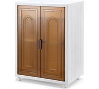 TolleTour Boîte de rangement pliable, 3 niveaux de boîtes de rangement avec porte & roulettes pour la cuisine,le bureau & la maison, blanc
