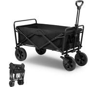 TolleTour Bollerwagen pliable Chariot à main Outdoor Chariot de transport Roue avant avec freins Noir