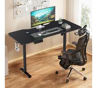 TolleTour Bureau 140 x 60 cm, Bureau à hauteur réglable électriquement, avec fonction mémoire et technologie anti-collision avec commande à mémoire noir