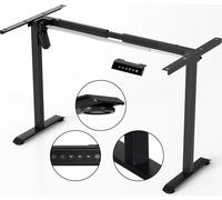 TolleTour Bureau réglable en hauteur 70-115cm piètement électrique noir, avec 4 commandes de mémoire, piètement de table