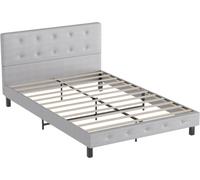 TolleTour Cadre de lit Sommier robuste Capacité de charge maximale 350 kg pour lit de chambre à coucher Tissu en gris 140*200CM