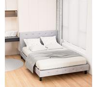 TolleTour Cadre de lit tête de lit haute robuste Cadre de lit maximum 140x200CM capacité de charge 350 kg pour lit de chambre à coucher Tissu en gris