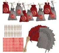 TolleTour Calendrier de l'Avent à remplir Sacs de Noël Décor 24 sacs en tissu(2 couleurs)