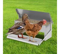 TolleTour Distributeur automatique de nourriture pour poulets Distributeur automatique de nourriture pour poulets en acier galvanisé 5KG Mangeoire avec pédale automatique et couverture imperméable Ali