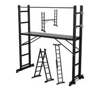 TolleTour Échafaudage de travail Alu Échelle polyvalente 2x6 marches Échelle multifonctionnelle Échelle à cadre A Échafaudage multifonctionnel Échafaudage de chantier jusqu'à 150 kg