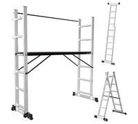 TolleTour Échafaudage de travail Alu Échelle polyvalente 2x6 marches Échelle multifonctionnelle Échelle à cadre A Échafaudage multifonctionnel Échafaudage de chantier jusqu'à 150 kg